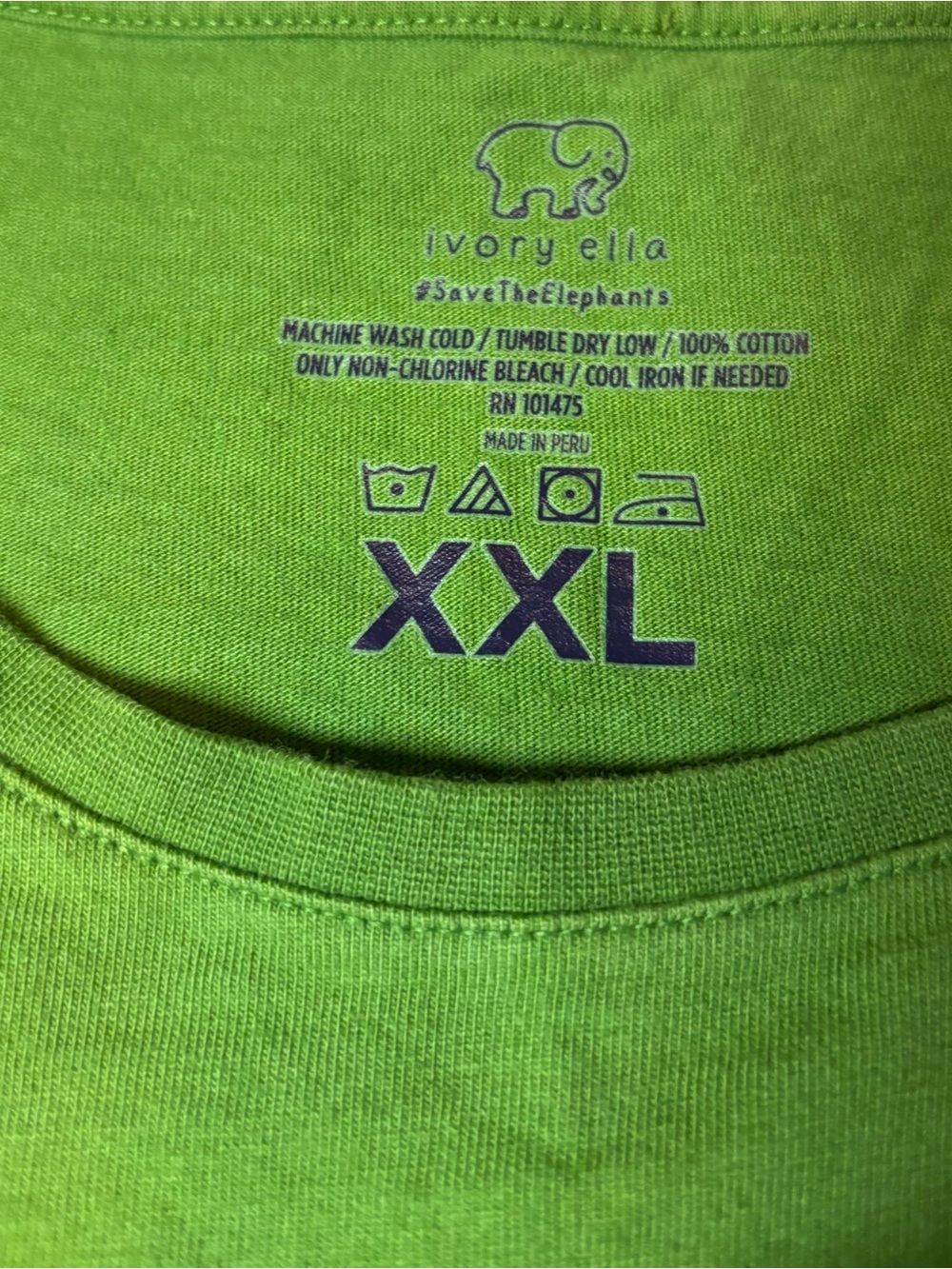 ivory ella Green Short Sleeve Tee w/Pocket Elephant Logo w/white hasma on back - Picture 5 of 5